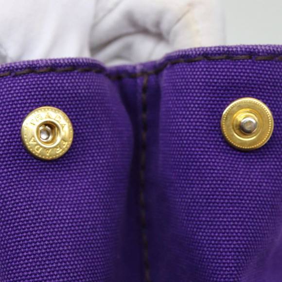 PRADA Canapa MM Hand Bag Canvas Purple Gold Auth yk14234 - Picture 16 of 16